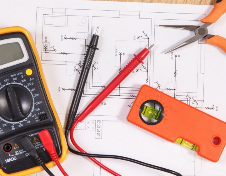 Electrical diagrams, multimeter for measurement in electrical installation
